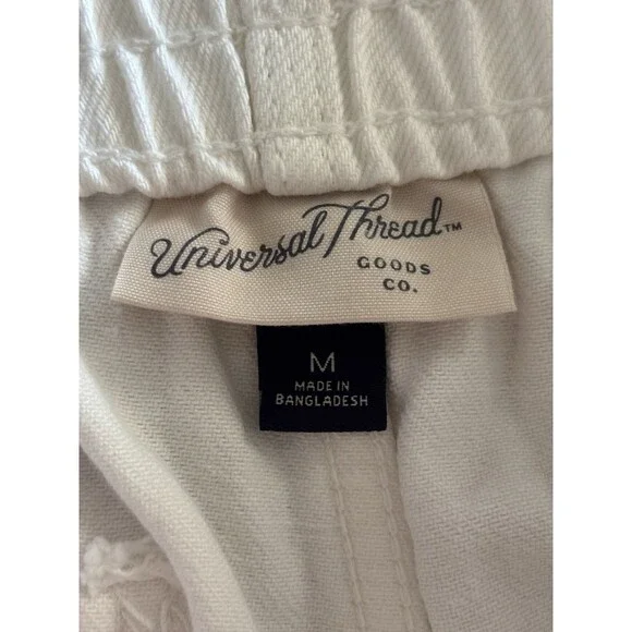 Universal Thread Women's White Utility Shorts 100% Cotton High Rise Drawstring M - Picture 5 of 5